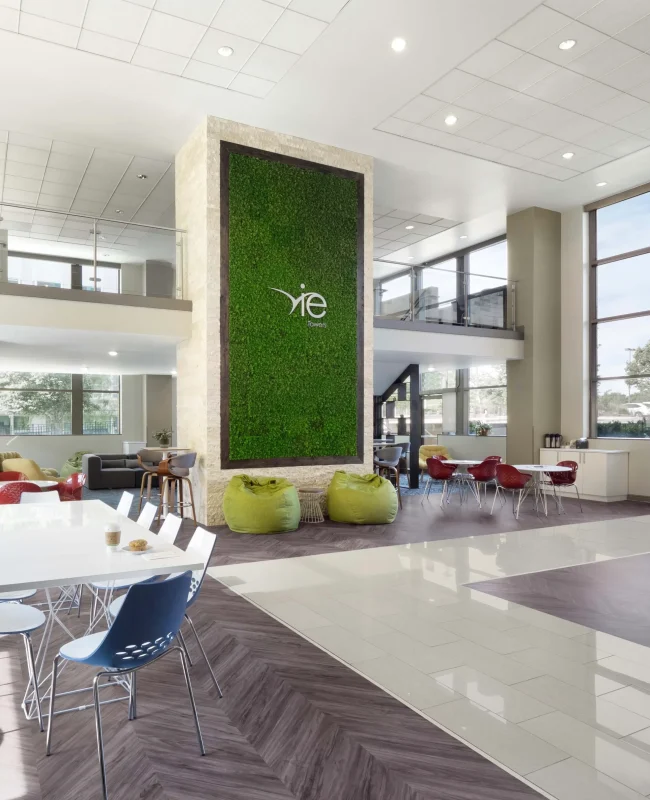 Large indoors moss wall inside a large open room